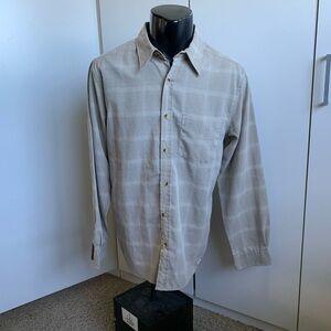 The North Face beige size medium men’s long sleeve button-up check shirt